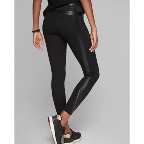 Athleta | Luxe Ponte Faux Leather Black Leggings - Picture 1 of 7